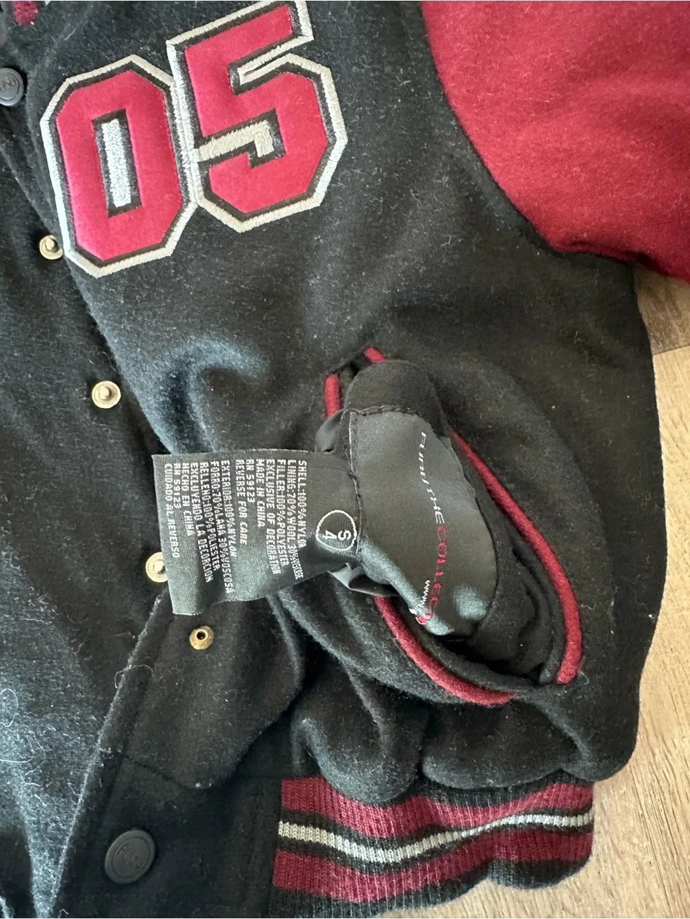 FUBU Black and Burgundy '05' Varsity Jacket